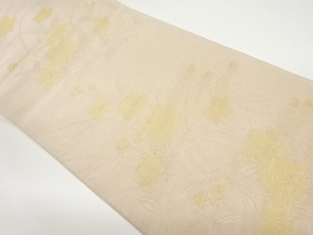 JAPANESE FUKURO OBI FOR SUMMER / WOVEN BALLOON FLOWER